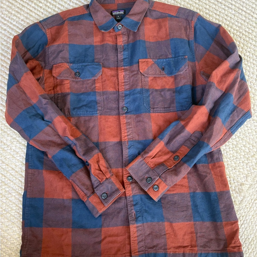 Patagonia Rust and Navy Plaid Shirt